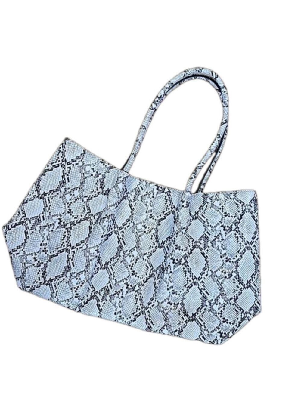 Lulu Dharma Blue/Black Snake Cinch Tote EUC